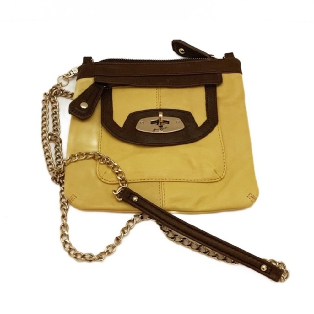 Junior Drake Leather Slim Crossbody Bag with Pockets and Chain